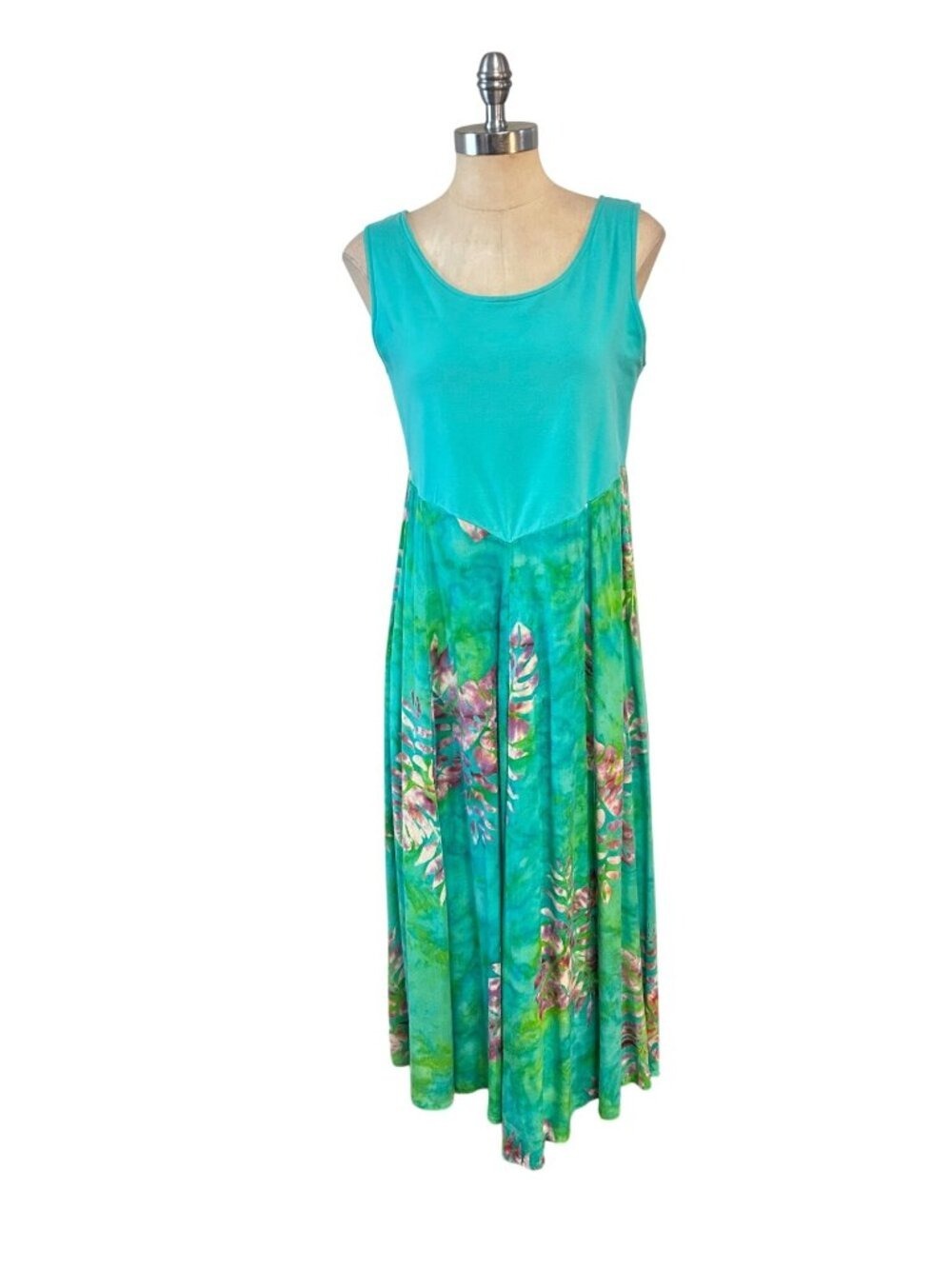 Soft Surroundings Sleeveless Midi Dress Tropical Print Skirt Petite Medium PM